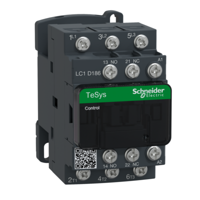 TeSys D contactor - 3P(3 NO) - AC-3 - <= 440 V 18 A - 24 V AC coil - Schneider Electric - LC1D186B7