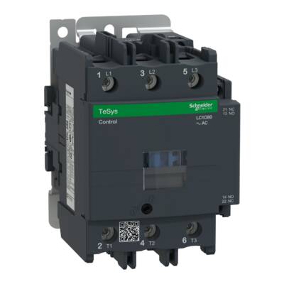 TeSys D contactor - 3P(3 NO) - AC-3 - <= 440 V 80 A - 400 V AC 50/60 Hz coil - Schneider Electric - LC1D80V7