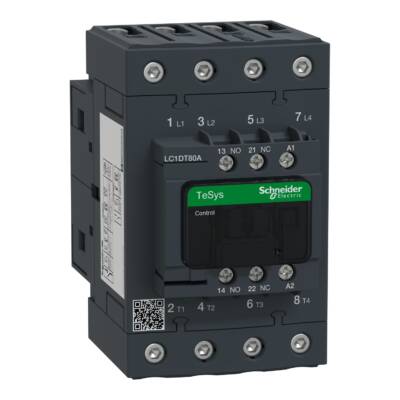 TeSys D contactor - 4P(4 NO) - AC-1 - <= 440 V 80 A - 415 V AC 50/60 Hz coil - Schneider Electric - LC1DT80AN7