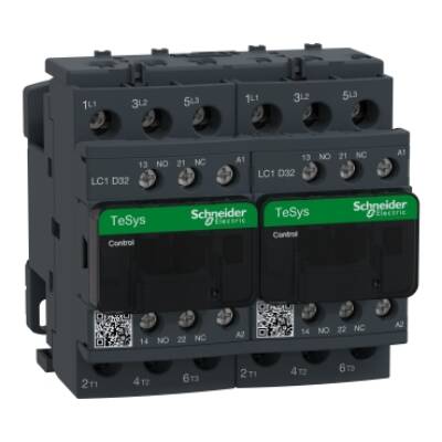 TeSys D reversing contactor - 3P(3 NO) - AC-3 - <= 440 V 32 A - 110 V AC coil - Schneider Electric - LC2D32F7