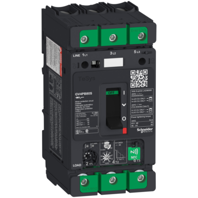 Motor circuit breaker, TeSys GV4, 3P, 80A, Icu 100kA, thermal magnetic multifunction, UL489 - Schneider Electric - GV4PB80S