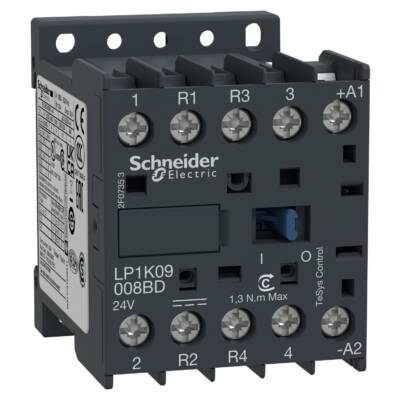 TeSys K contactor - 4P (2 NO + 2 NC) - AC-1 <= 440 V 20 A - 48 V DC coil - Schneider Electric - LP1K09008ED