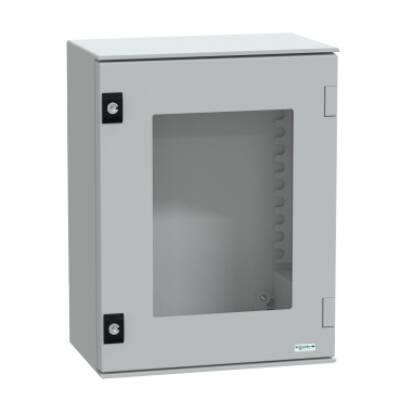 wall-mounting enclosure polyester monobloc IP66 H430xW330xD200mm glazed door - Schneider Electric - NSYPLM43TG