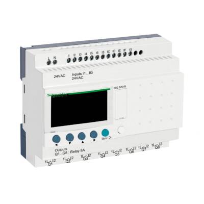 compact smart relay Zelio Logic - 20 I O - 24 V AC - clock - display - Telemecanique - SR2B201B