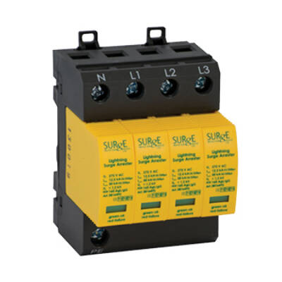 381649S – Type 1+2+3, 50kA (Level 3/4), 3 phase, with window indication and pluggable modules, for TNC-S and TN-S installations.