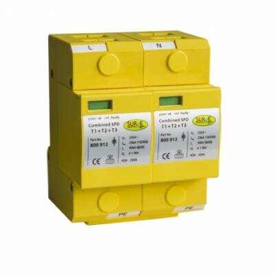 800912 - Type 1+2+3, 50KA (Level 3/4), single phase device with window indication and pluggable modules, for TNC-S and TN-S installations