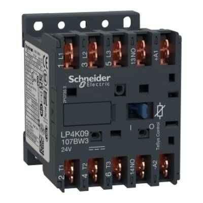 TeSys K contactor - 3P - AC-3 <= 440 V 9 A - 1 NO aux. - 24 V DC coil - Commercial Reference - LP4K09107BW3