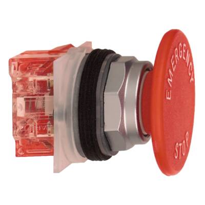 Emergency Stop, Ø 30 mm, metal, red, Ø 57 mm snap-in plastic mushroom, 10 A, T-K, spring return, marked, 1 NC - Schneider Electric - 9001KR5R05H6