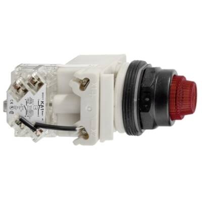 red illuminated pushbutton Ø 30 - projecting spring return - 48 V - 1NO - Schneider Electric - 9001KT36LRR31