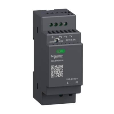 Regulated Power Supply, 100-240V AC, 5V 3.6 A, single phase, Modular - Schneider Electric - ABLM1A05036