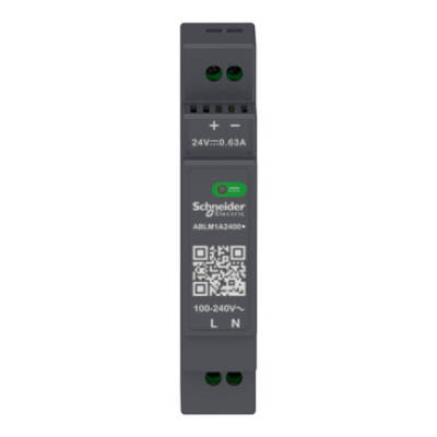 Regulated Power Supply, 100-240V AC, 24V 0.6 A, single phase, Modular - Schneider Electric - ABLM1A24006