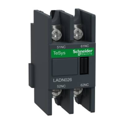 Auxiliary contact block, TeSys D, 2NC, front mounting, lugs-ring terminals - Schneider Electric - LADN026