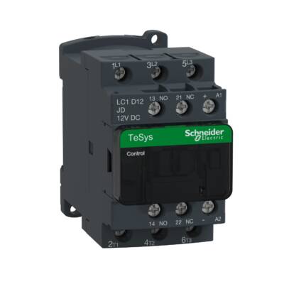 TeSys D contactor - 3P(3 NO) - AC-3 - <= 440 V 12 A - 12 V DC coil - Schneider Electric - LC1D12JD