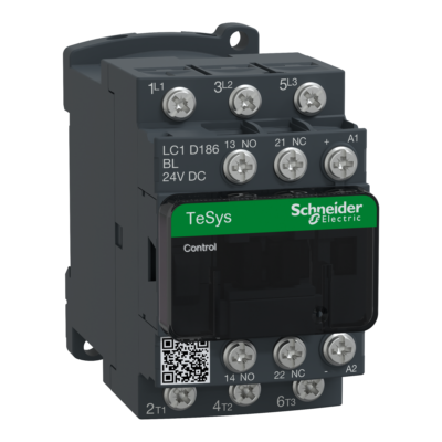 TeSys D contactor - 3P(3 NO) - AC-3 - <= 440 V 18 A - 24 V DC coil - Schneider Electric - LC1D186BL