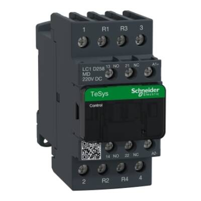 TeSys D contactor - 4P(2 NO + 2 NC) - AC-1 - <= 440 V 40 A - 220 V DC coil - Schneider Electric - LC1D258MD