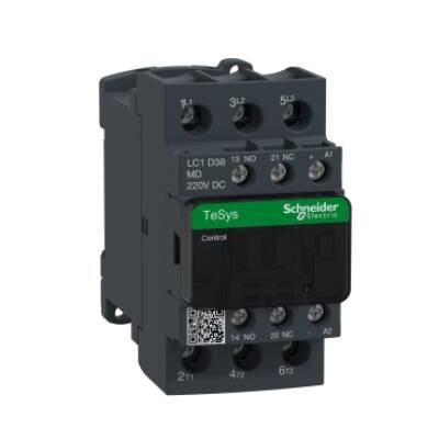 TeSys D contactor - 3P(3 NO) - AC-3 - <= 440 V 38 A - 220 V DC standard coil - Schneider Electric - LC1D38MD