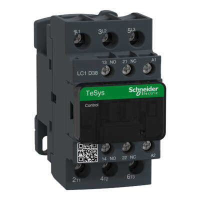 TeSys D contactor - 3P(3 NO) - AC-3 - <= 440 V 38 A - 480 V AC 50/60 Hz coil - Schneider Electric - LC1D38T7