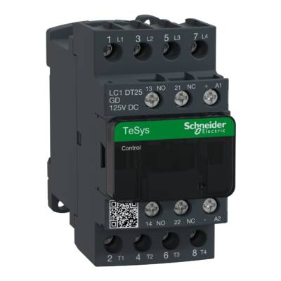 TeSys D contactor - 4P(4 NO) - AC-1 - <= 440 V 25 A - 125 V DC standard coil - Schneider Electric - LC1DT25GD