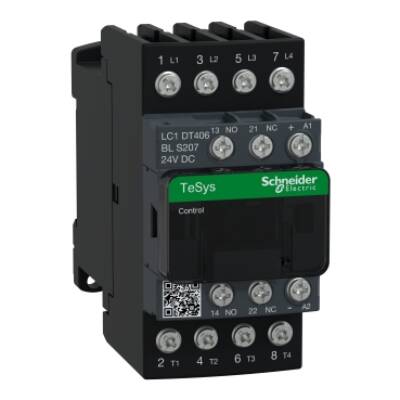 TeSys D contactor S207 - 4P (4NO) AC-1 40A <=440V - coil 24V DC low - Schneider Electric - LC1DT406BLS207