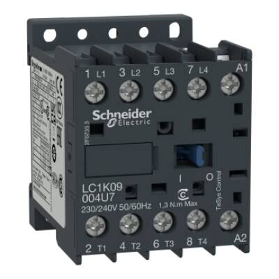 TeSys K contactor - 4P (4 NO) - AC-1 <= 440 V 20 A - 230...240 V AC coil - Schneider Electric - LC1K09004U7
