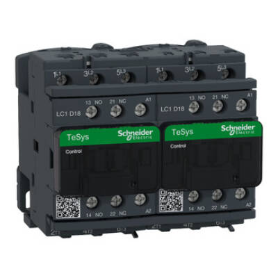 TeSys D reversing contactor - 3P(3 NO) - AC-3 - <= 440 V 18 A - 230 V AC coil - Schneider Electric - LC2D18P7