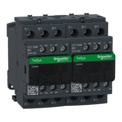 TeSys D reversing contactor - 3P(3 NO) - AC-3 - <= 440 V 38 A - 24 V DC coil - Schneider Electric - LC2D38BD
