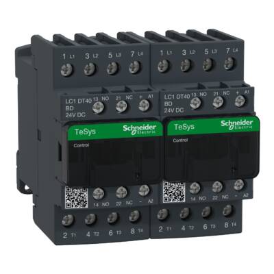 TeSys D changeover contactor - 4P(4 NO) - AC-1 - <= 440 V 40 A - 24 V DC coil - Schneider Electric - LC2DT40BD