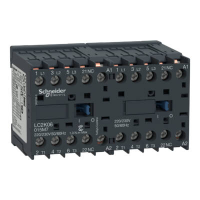 TeSys K reversing contactor - 3P - AC-3 <= 440 V 9 A - 1 NC - 48 V AC coil - Schneider Electric - LC2K09015E7
