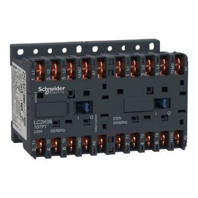TeSys K reversing contactor - 3P - AC-3 <= 440 V 12 A - 1 NO - 24 V AC coil - Schneider Electric - LC2K12107B7