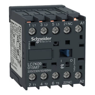 TeSys K contactor - 3P - AC-3 <= 440 V 9 A - 1 NC aux. - 220...230 V AC coil - Schneider Electric - LC7K09015M7