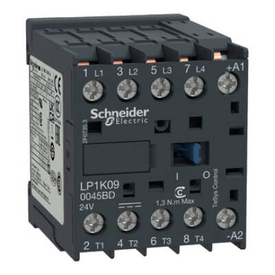 TeSys K contactor - 4P (4 NO) - AC-1 <= 440 V 20 A - 24 V DC coil - Schneider Electric - LP1K090045BD