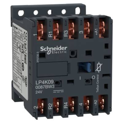 TeSys K contactor - 4P (2 NO + 2 NC) - AC-1 <= 440 V 20 A - 24 V DC coil - Schneider Electric - LP4K090087BW3