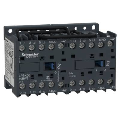 TeSys K reversing contactor - 3P - AC-3 <= 440 V 6 A - 1 NO - 24 V DC coil - Schneider Electric - LP5K0610BW3