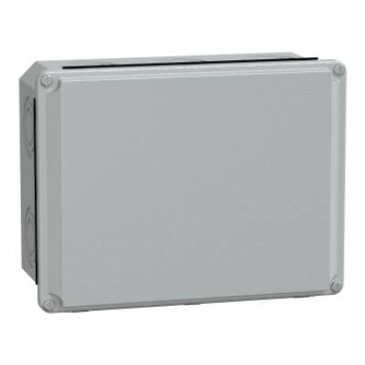 Metal industrial cut-out box - low plain cover - H206xW156xD83 - IP55 - grey - Schneider Electric - NSYDB2015M