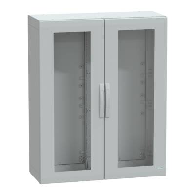 Floor standing encl. polyester vers.PLA compl.sealed 1250x1000x420 IP65 glazed - Schneider Electric - NSYPLA12104TG