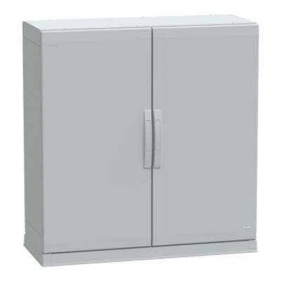 Floor standing encl.polyester vers.PLAZ w/plinth open bottom 1000x1000x420 IP54 - Schneider Electric - NSYPLAZ10104G