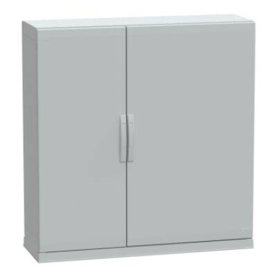 Floor standing encl.polyester vers.PLAZ w/plinth open bottom 1250x1250x420 IP54 - Schneider Electric - NSYPLAZ12124G