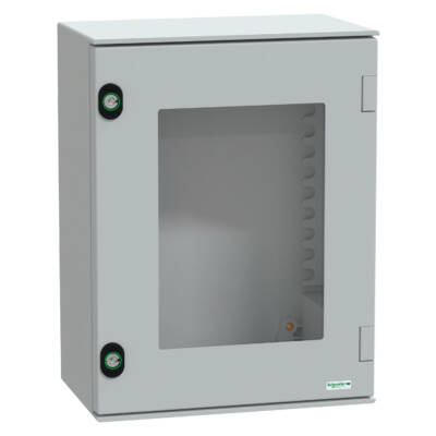 wall-mounting enclosure polyester monobloc IP66 H430xW330xD200mm glazed door - Schneider Electric - NSYPLM43TG