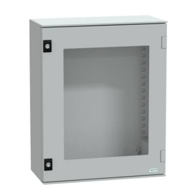 wall-mounting enclosure polyester monobloc IP66 H530xW430xD200mm glazed door - Schneider Electric - NSYPLM54TG