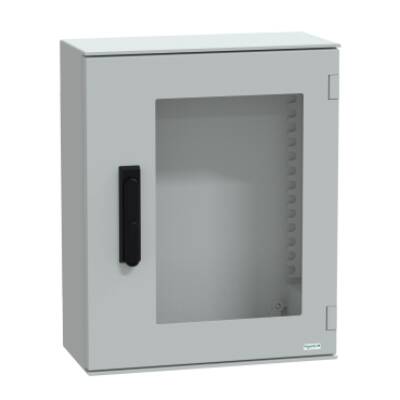 wall-mounting encl. polyester monobloc IP66 530x430x200mm 3p.lock glazed door - Schneider Electric - NSYPLM54TVG