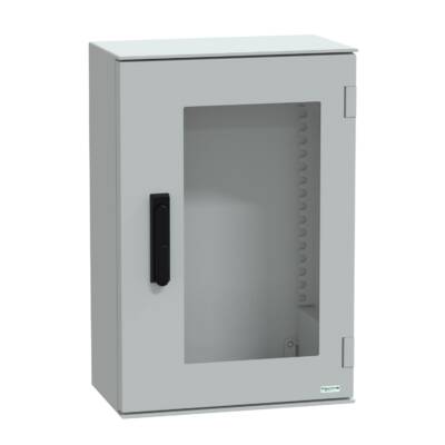 wall-mounting encl. polyester monobloc IP66 647x436x250mm 3p.lock glazed door - Schneider Electric - NSYPLM64TVG