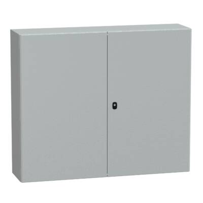 Spacial S3D dbl plain door with mount.plate. H1000xW1200xD300 IP55 IK10 RAL7035. - Schneider Electric - NSYS3D101230DP