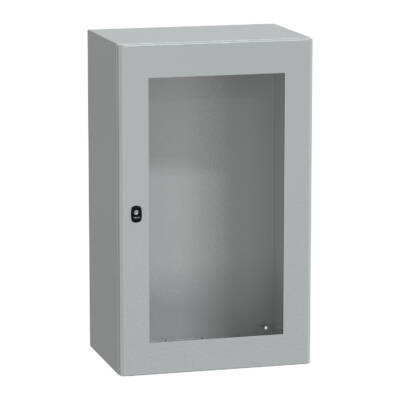 "Wall mounted steel enclosure, PanelSeT S3D, transparent door, without mounting plate, 1000x600x400mm, IP66, IK08" - Schneider Electric - NSYS3D10640T