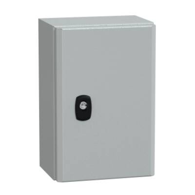 Spacial S3D plain door with mount.plate. H300xW200xD150 IP66 IK10 RAL7035. - Schneider Electric - NSYS3D3215P