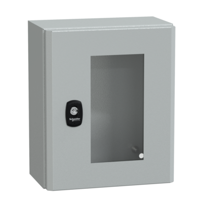 Spacial S3D tspt door w/o mount.plate. H300xW250xD150 IP66 IK08 RAL7035. - Schneider Electric - NSYS3D32515T