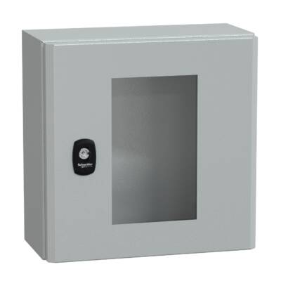 Spacial S3D tspt door w/o mount.plate. H300xW300xD150 IP66 IK08 RAL7035. - Schneider Electric - NSYS3D3315T