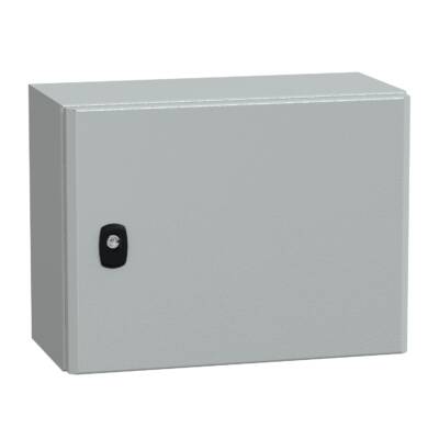 Spacial S3D plain door with mount.plate. H300xW400xD200 IP66 IK10 RAL7035. - Schneider Electric - NSYS3D3420P