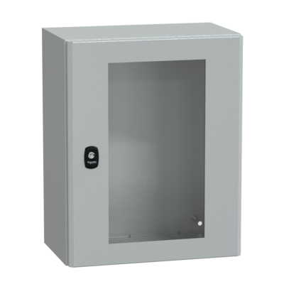 Spacial S3D tspt door w/o mount.plate. H500xW400xD250 IP66 IK08 RAL7035. - Schneider Electric - NSYS3D5425T