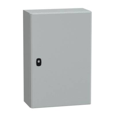 Spacial S3D plain door w/o mount.plate. H600xW400xD200 IP66 IK10 RAL7035. - Schneider Electric - NSYS3D6420