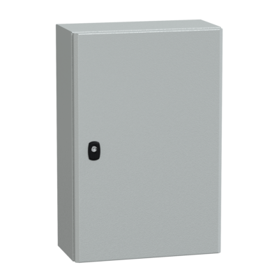 Spacial S3D plain door with mount.plate. H600xW400xD200.IP66 IK10 RAL7035. - Schneider Electric - NSYS3D6420P